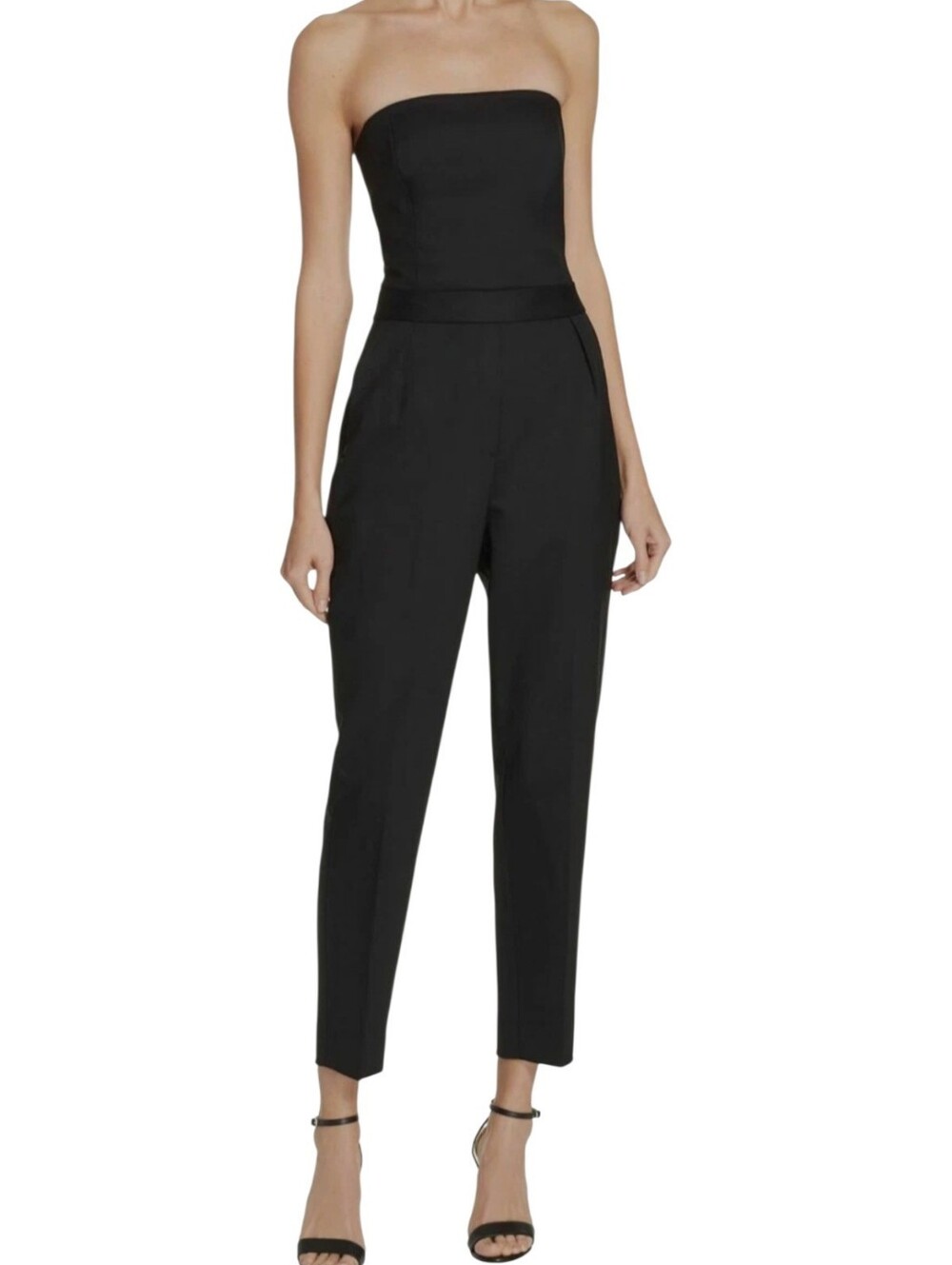 Theory Black Strapless Tailored Tuxedo Jumpsuit Size 4